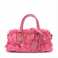 Prada Tessuto Nylon Leather Two-Way Handbag Pink