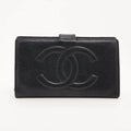 Chanel CC Logo Caviar Skin Long Wallet Black