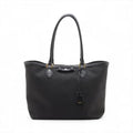 Prada Logo Jacquard Canvas Leather Tote Bag Black