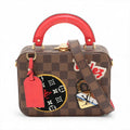 Louis Vuitton Damier Ebene LV Stories Box Patches Bag Brown x Red