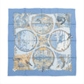 Hermès Carré 90 Les Quatre Saisons Four Seasons Silk Scarf Light Blue
