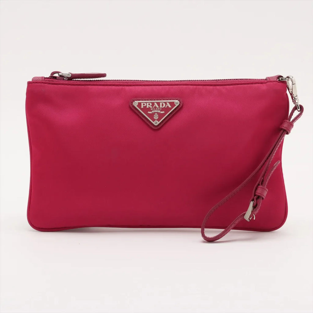 Prada Tessuto Nylon Leather Wristlet hot Pink