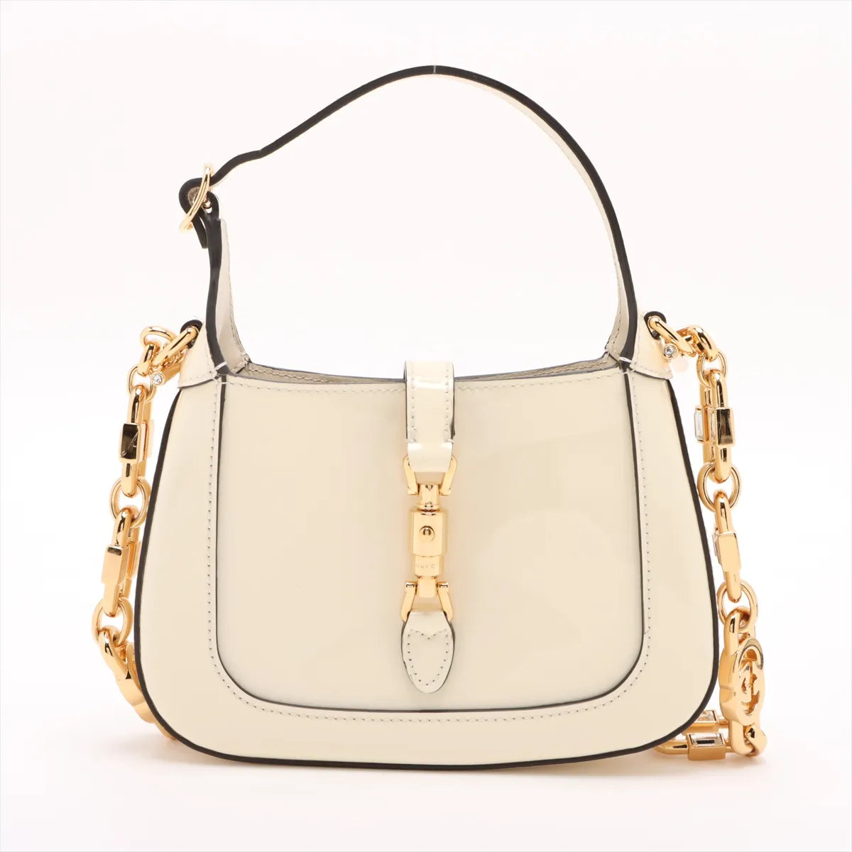Gucci Jackie 1961 Patent Leather Two-Way Shoulder Bag White