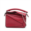 Loewe Nano Puzzle Leather Two-Way Handbag Red