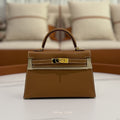 HERMÈS MINI KELLY II GOLD EPSOM LEATHER WITH GOLD HARDWARE (STAMP W)