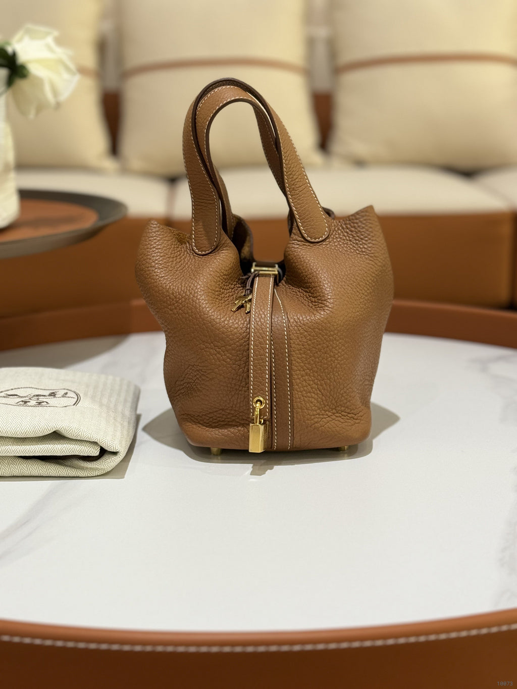 HERMES PICOTIN 18 GOLD BROWN