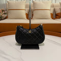 Chanel Hobo Black with Gold Heart Enamel Chain Shoulder Bag