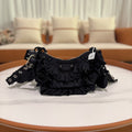 BALENCIAGA LE CAROLE RUFFLED ZIP NYLON MOTORCYCLE BAG