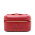 Chanel CC Logo Caviar Skin Vanity Bag Red