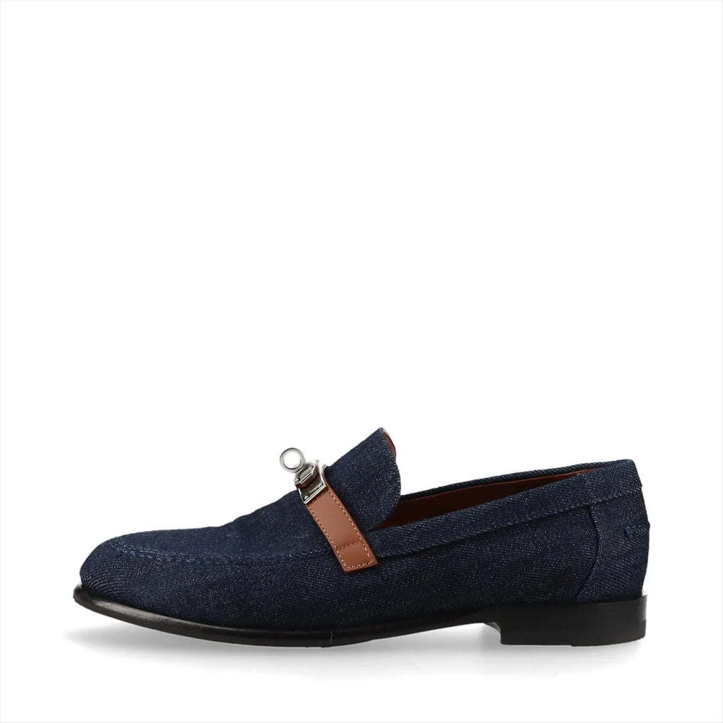 Hermès Kelly Denim Leather Loafer Navy x Brown