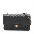 Chanel CC Logo Matelasse 25 Caviar Skin Double Flap Double Chain Bag Black