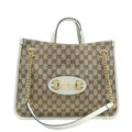 GUCCI Horsebit 1955 GG Supreme Canvas Tote Bag White 621144