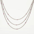 Ruby Diamond Station Layered Necklace White Gold