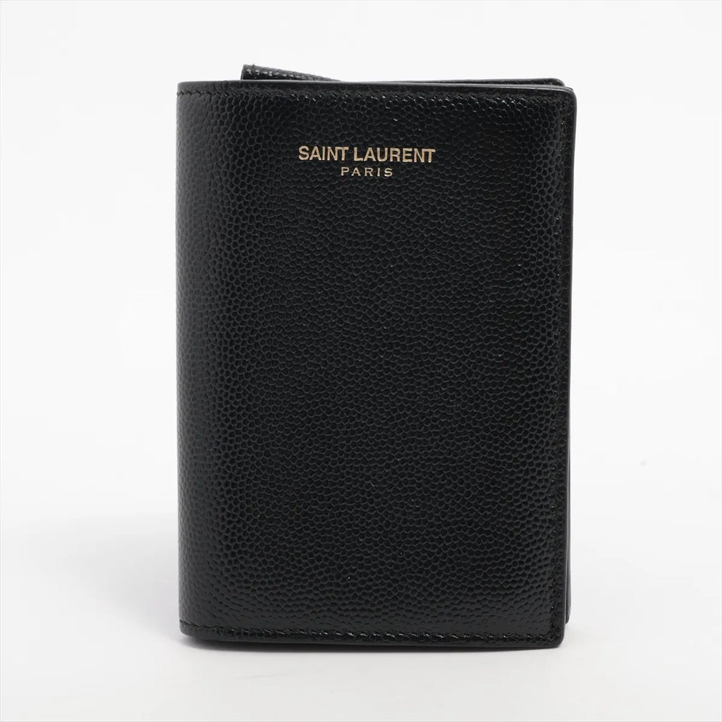 Saint Laurent Paris Logo Leather Card Case Black