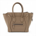 Celine Luggage Micro Shopper Leather Handbag Beige