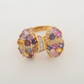 Ribbon Multicolor Diamond Ring Yellow Gold