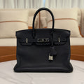 Hermes Birkin 30 Bleu Nuit 27 with Silver Hardware (Stamp T)