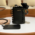 MIUMIU BLACK FLOWER BUCKET BAG