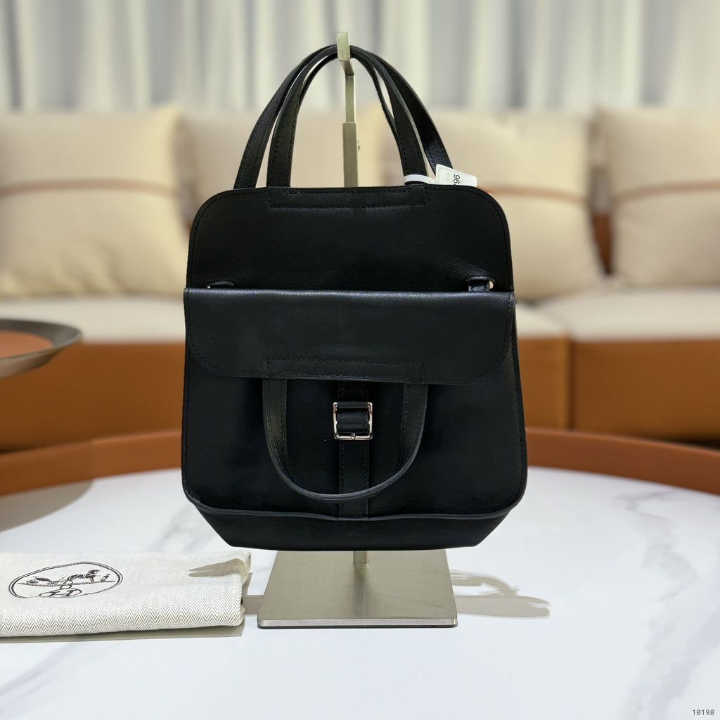 HERMES MINI HALZAN 25 SWIFT BLACK SHE STAMP A