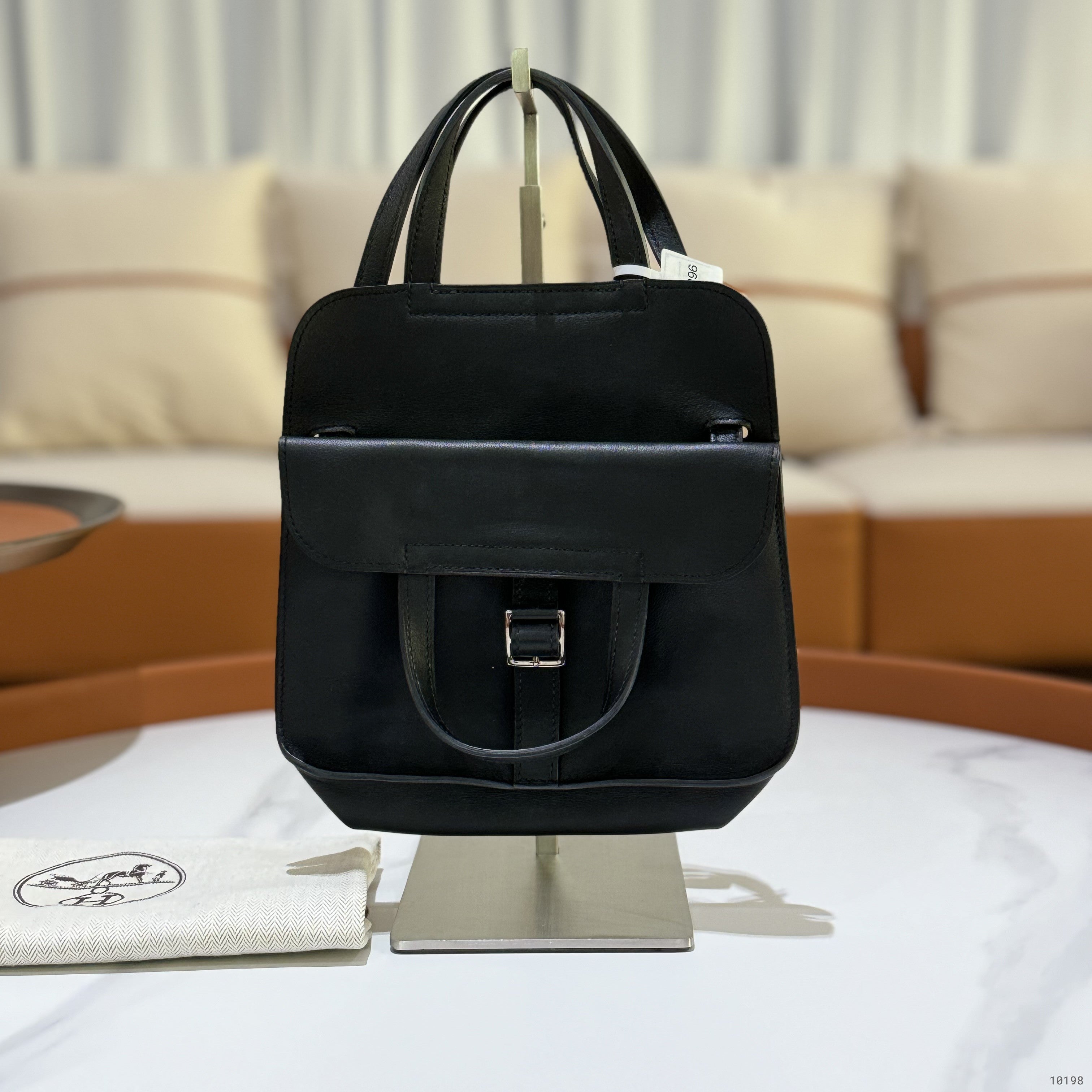 HERMES MINI HALZAN 25 SWIFT BLACK SHE STAMP A