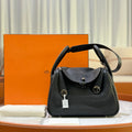 HERMES LINDY 26 BLACK AND SILVER STAMP D