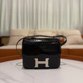 Hermes Constance 24 Shiny Crocodile Black with Silver Hardware (Stamp A)
