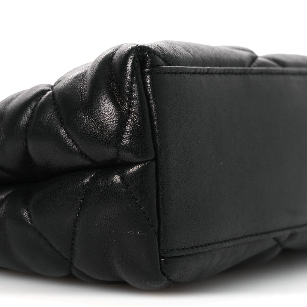 Lambskin Quilted Sade Puffer Envelope Clutch Black