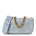 Calfskin Bubblegram Wallet On Strap Ice Blue