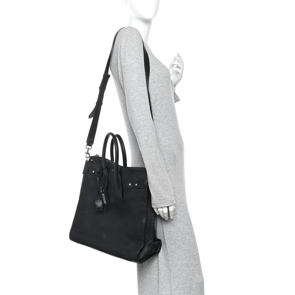 Grained Calfskin Sac De Jour Souple North South Tote Black