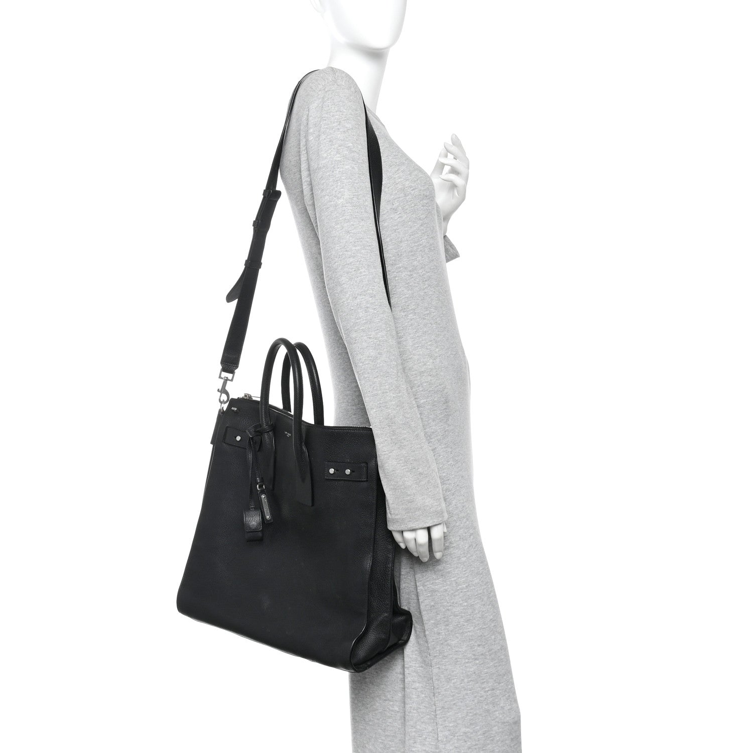 Grained Calfskin Sac De Jour Souple North South Tote Black