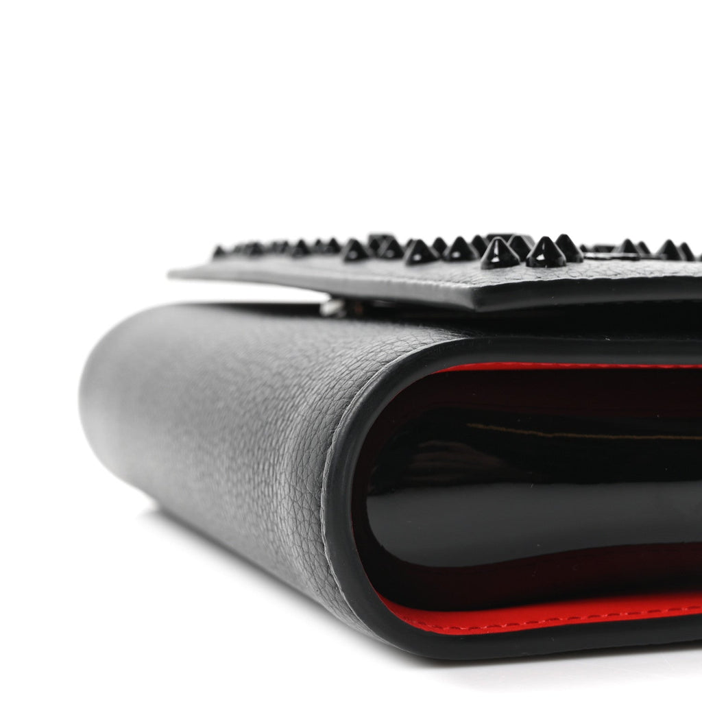 Calfskin Spikes Loubinthesky Paloma Clutch Black