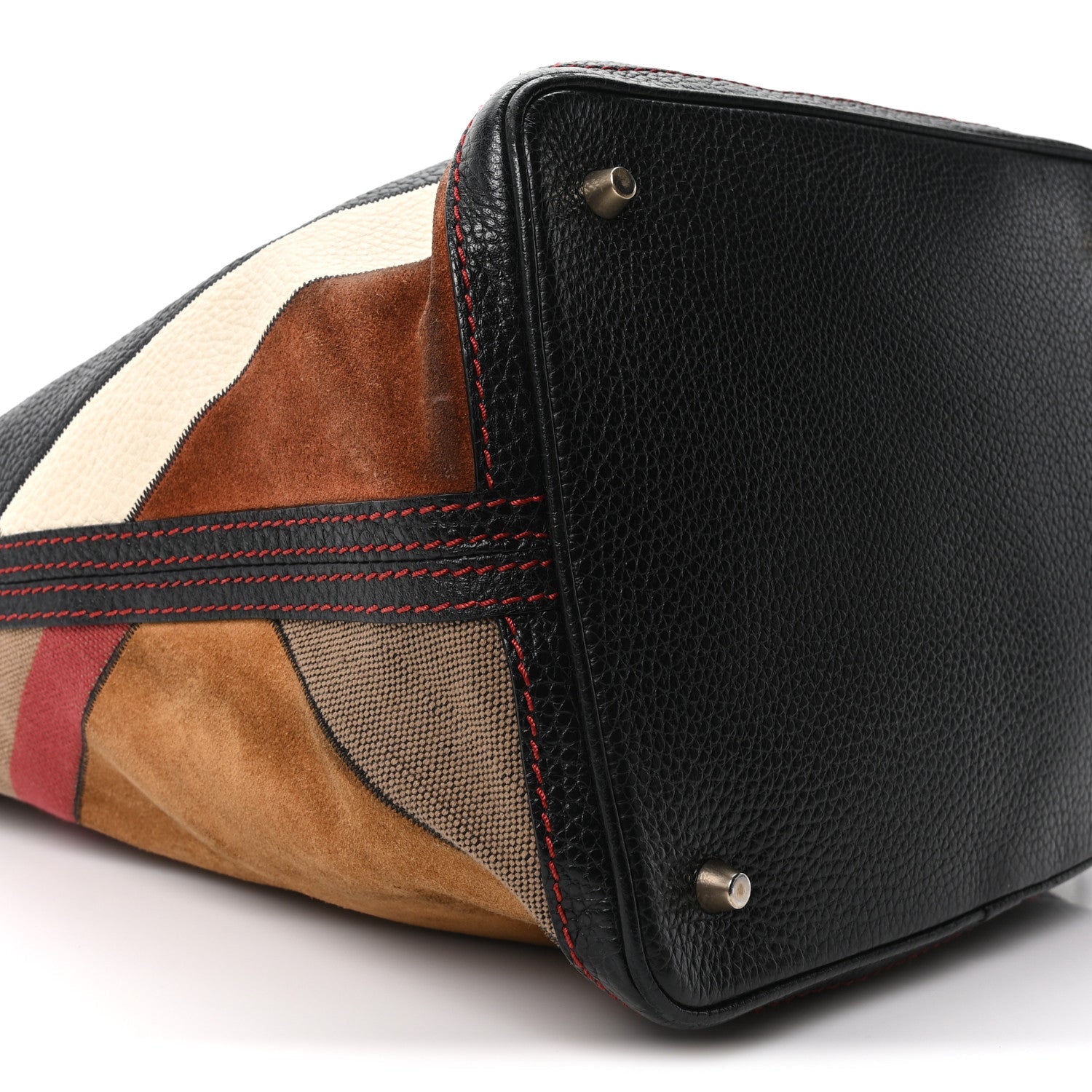 Grainy Calfskin Suede Canvas Mega Check Patchwork Medium Ashby Hobo Multicolor