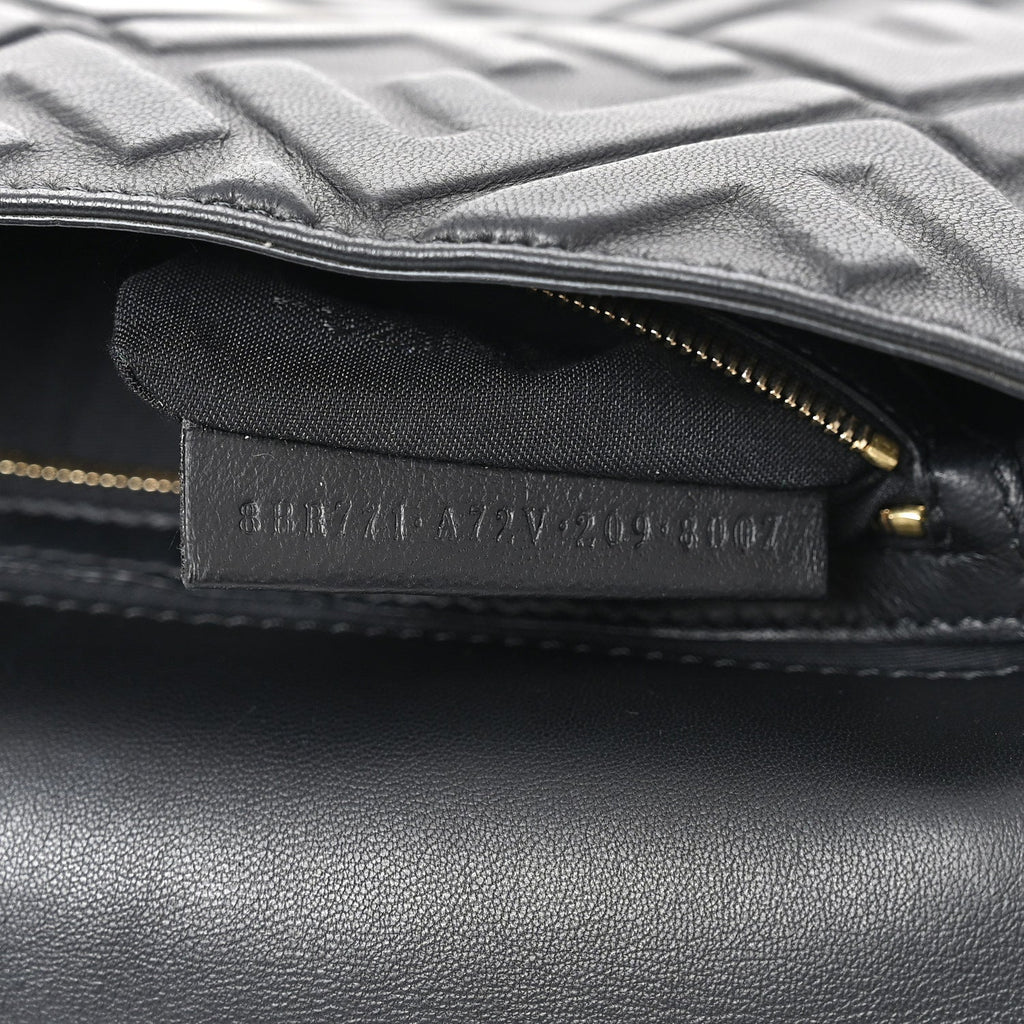 Nappa FF 1974 Embossed Large Baguette Black