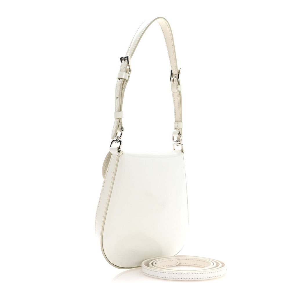 Spazzolato Mini Cleo Flap Adjustable Strap Shoulder Bag White
