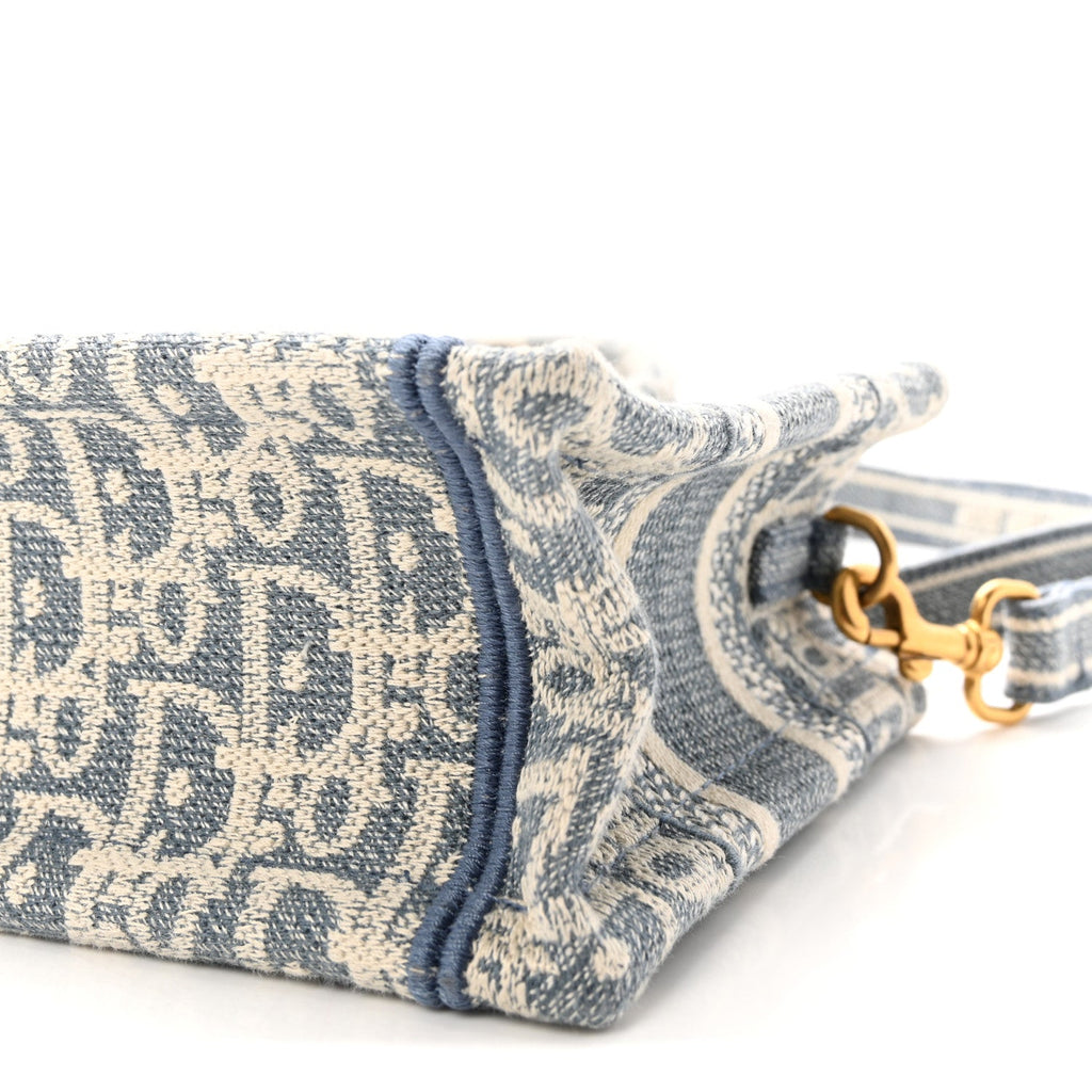 Oblique Mini Book Tote With Strap Light Blue Multicolor
