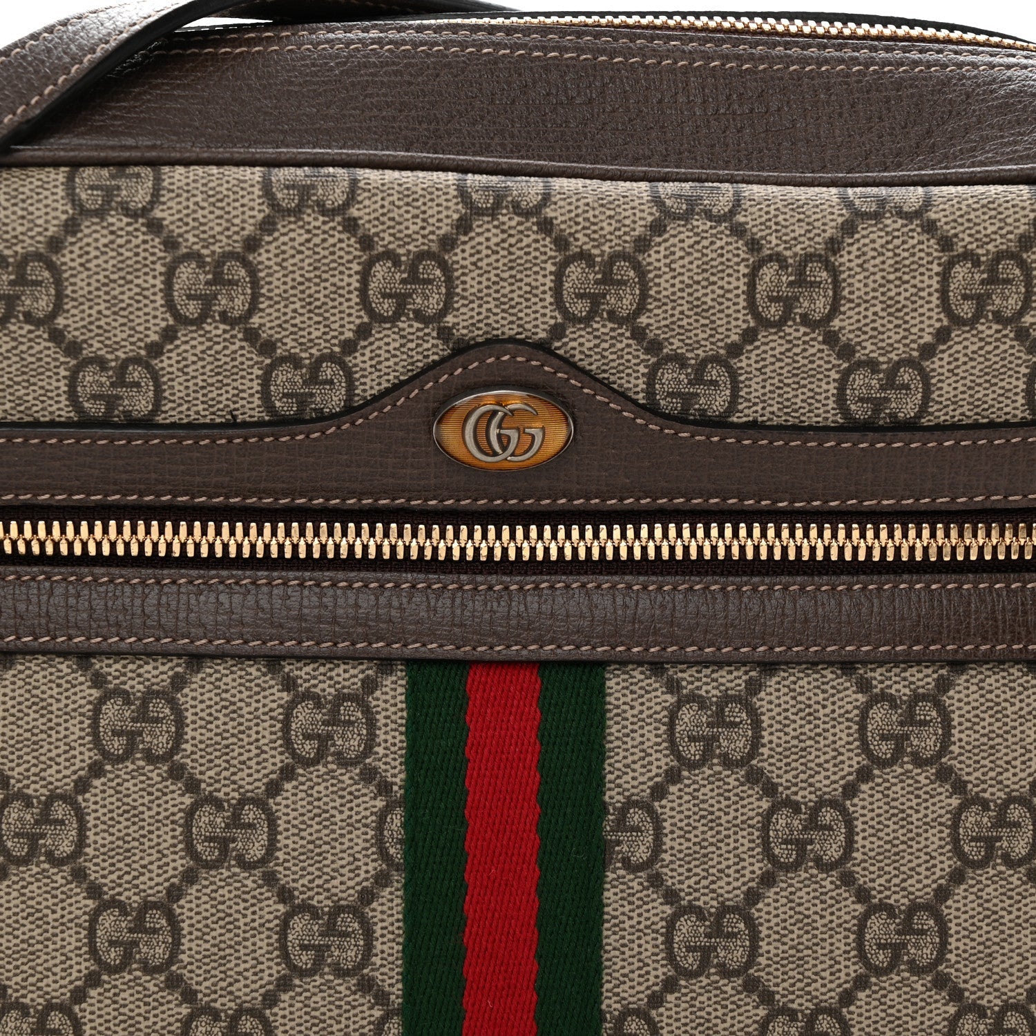 GG Supreme Monogram Web Small Ophidia Shoulder Bag Brown