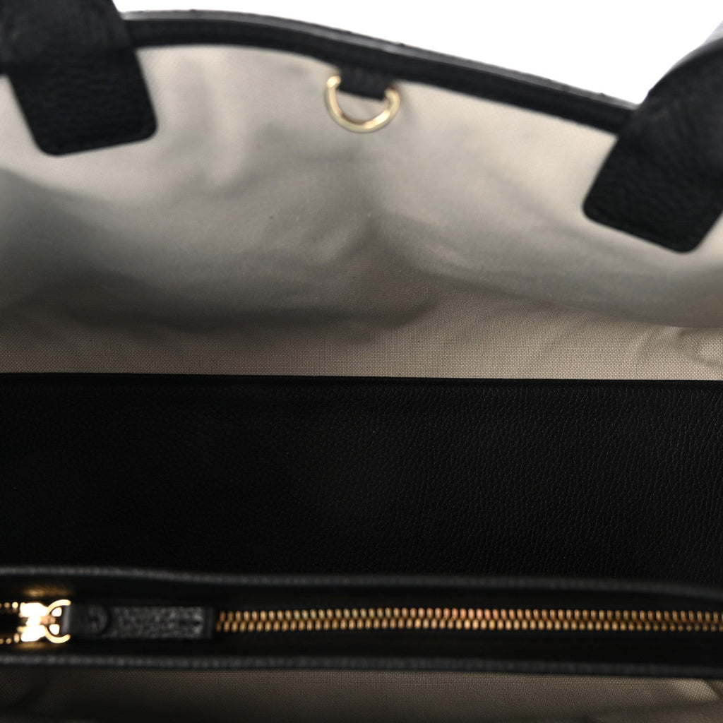 Grained Calfskin Stitched Urban Essentials Large Shopping Bag Black