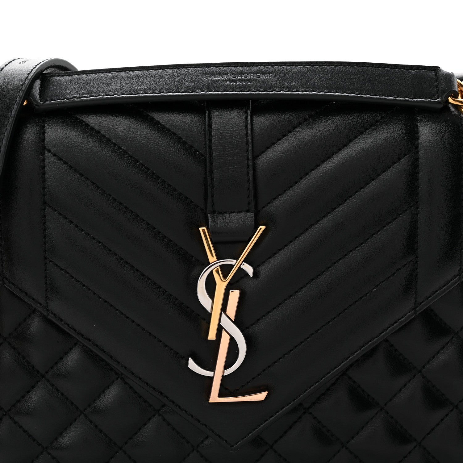 Lambskin Mixed Matelasse Triquilt Medium Monogram Satchel Black