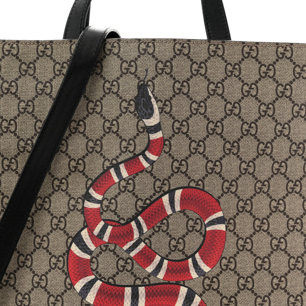 Soft GG Supreme Monogram Kingsnake Vertical Tote  Black
