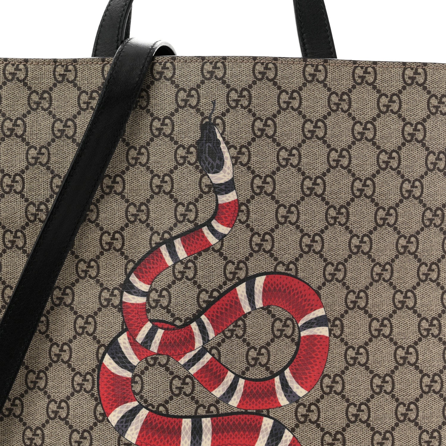 Soft GG Supreme Monogram Kingsnake Vertical Tote  Black