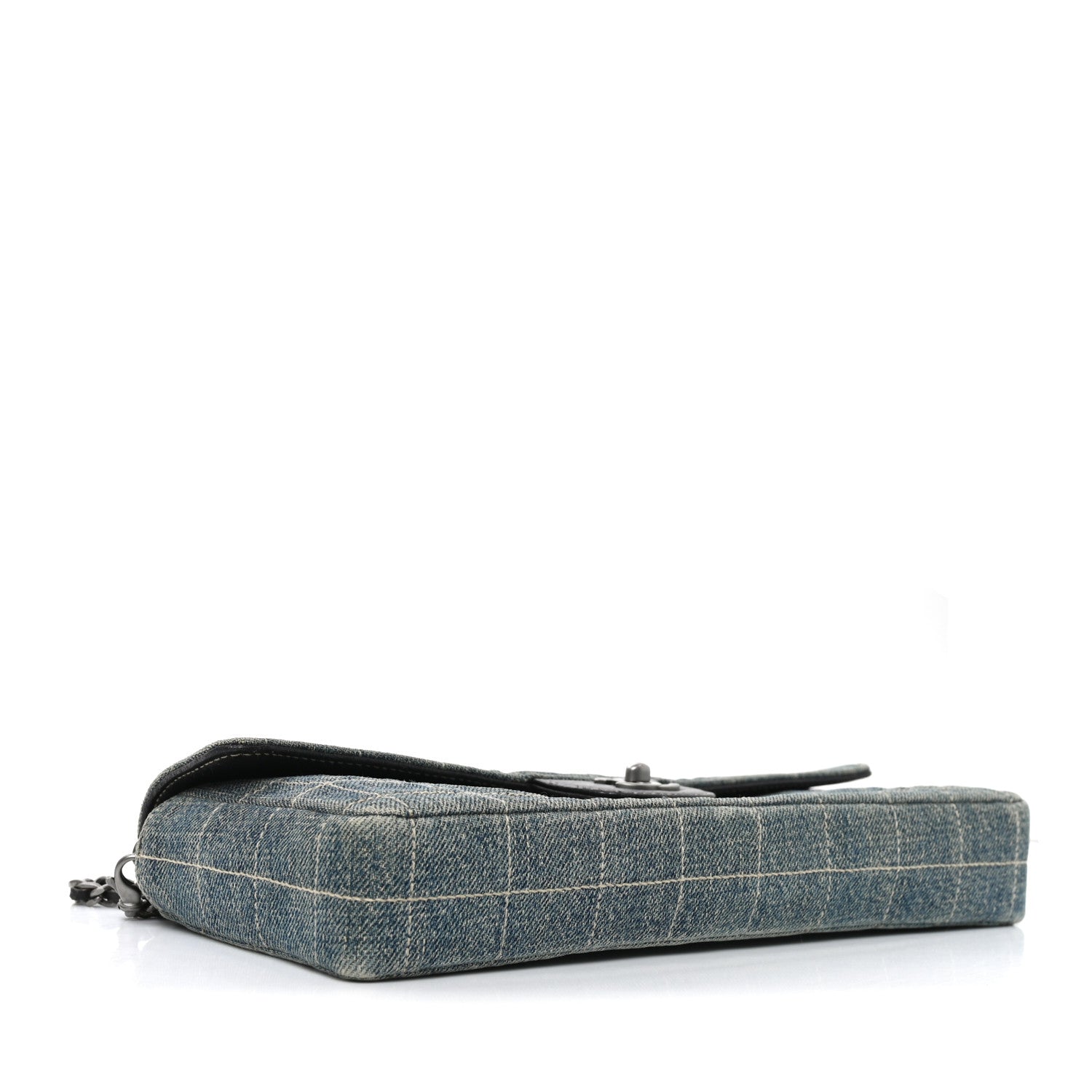 Denim Chocolate Bar Quilted East West Flap