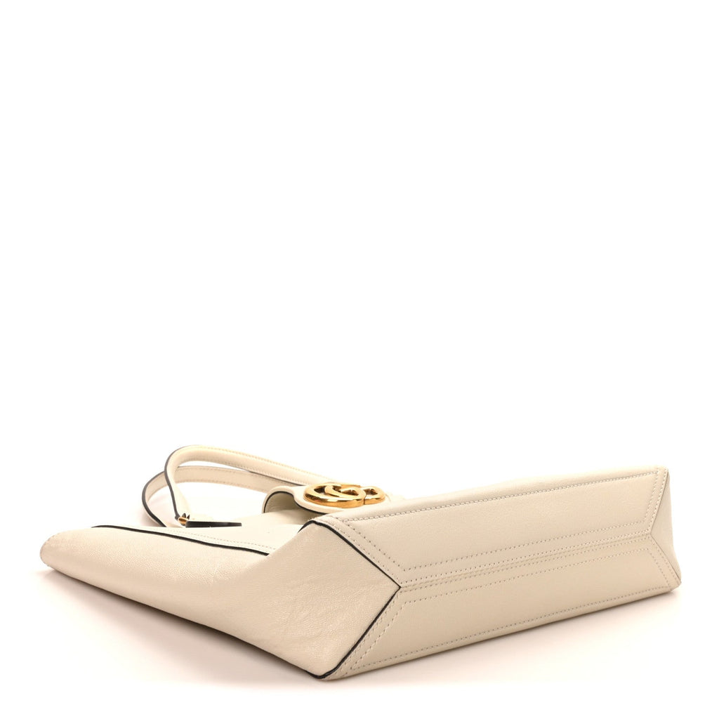 New Sakai Calfskin Lux Small Dahlia Tote Mystic White