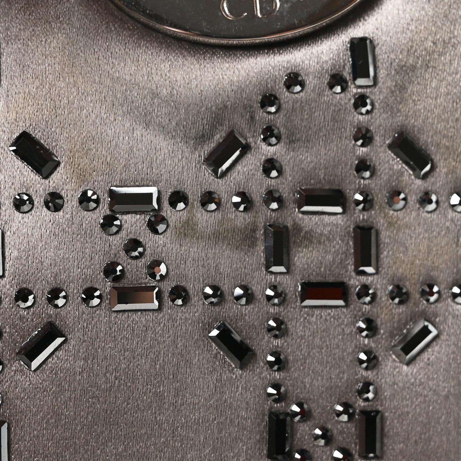Satin Crystal Cannage Mini Lady Dior Gray