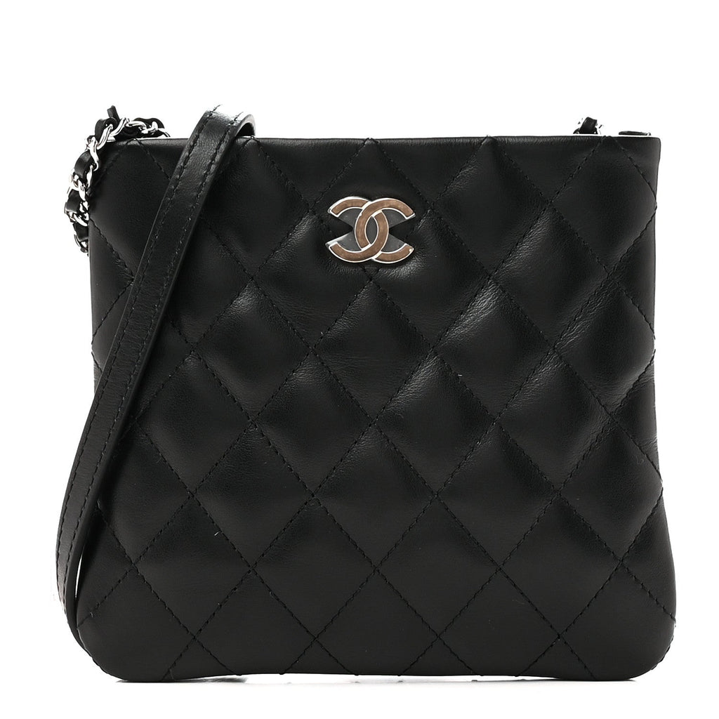 Lambskin Quilted Crossbody Bag Black