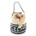 Plein Soleil Textile Calfskin Teen Drawstring Bag Cream Blue