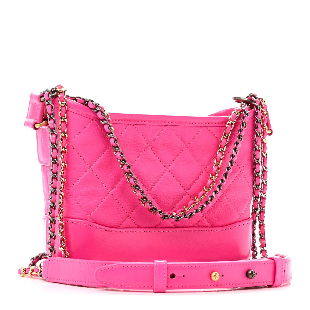 Goatskin Quilted Small Gabrielle Hobo Pink
