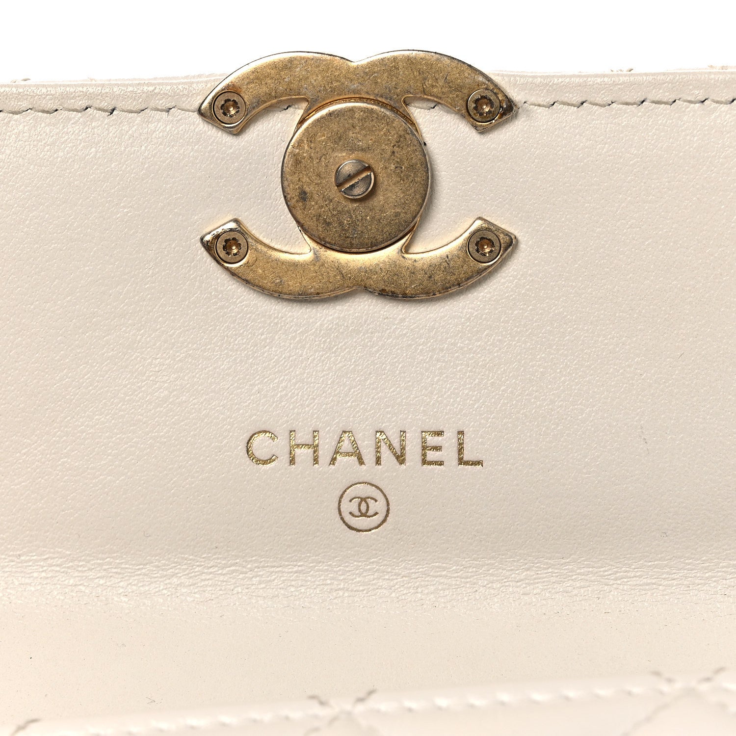 Calfskin Quilted Perfect Fit Coin Purse With Chain White