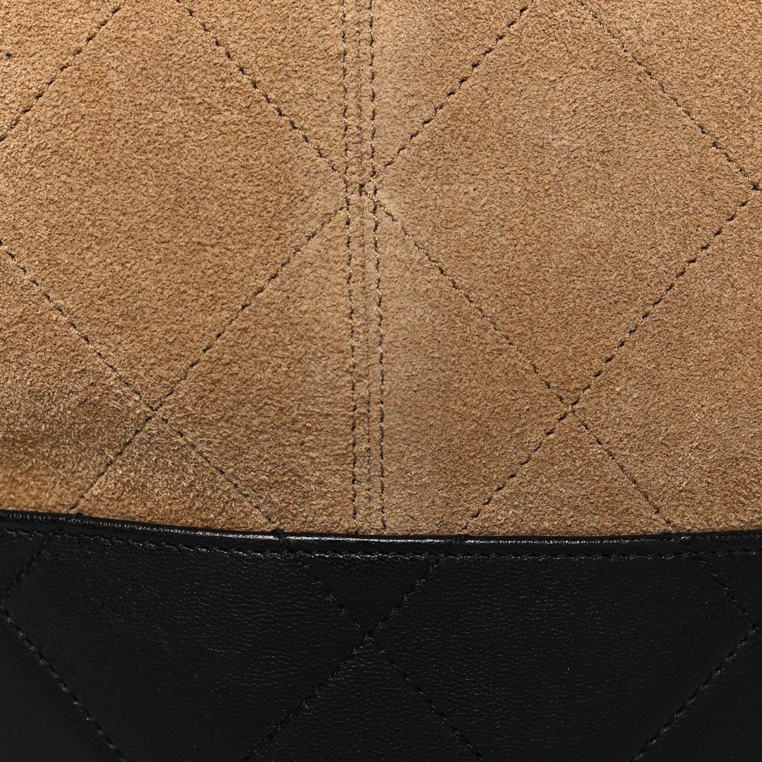 Suede Calfskin Shiny Lambskin Quilted Large Coco Base Shopping Bag Beige Black