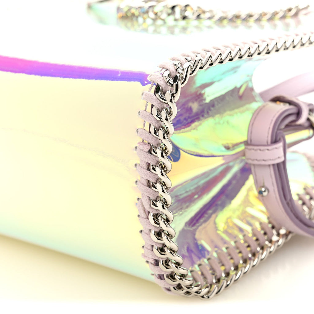 Holographic Faux Leather Mini Falabella Silver