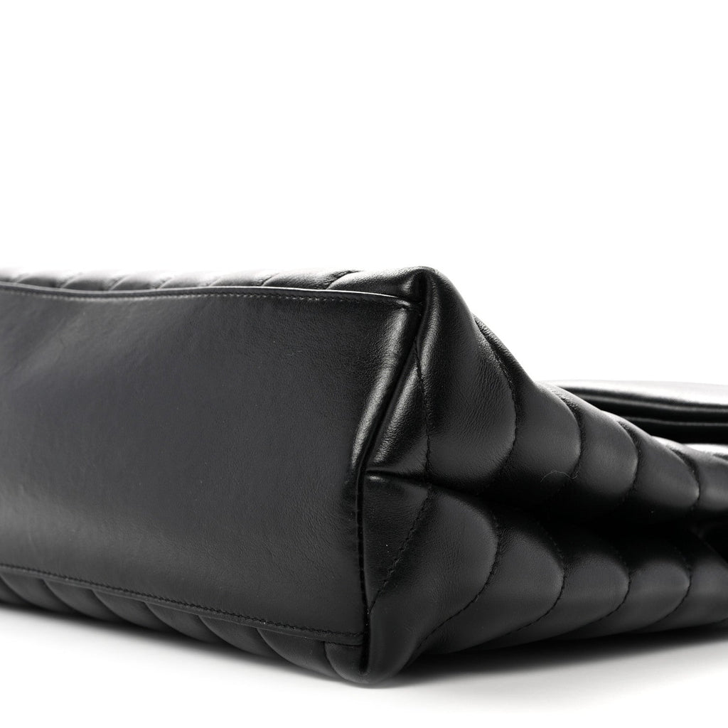 Calfskin Y Quilted Monogram Medium Loulou Chain Satchel Black